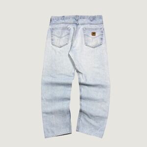 Carhartt B18STW Mens Relaxed Fit Straight Leg Jeans Light Stone Wash 36x34